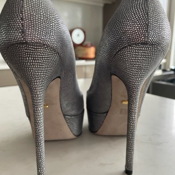 Sergio Rossi Platinum platform pumps, keyhole peep-toe, like new, size 8 - Picture 3 of 10